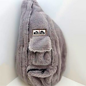 KAVA Sling Back,Grey faux fur, 2- pockets on front  zipper closures